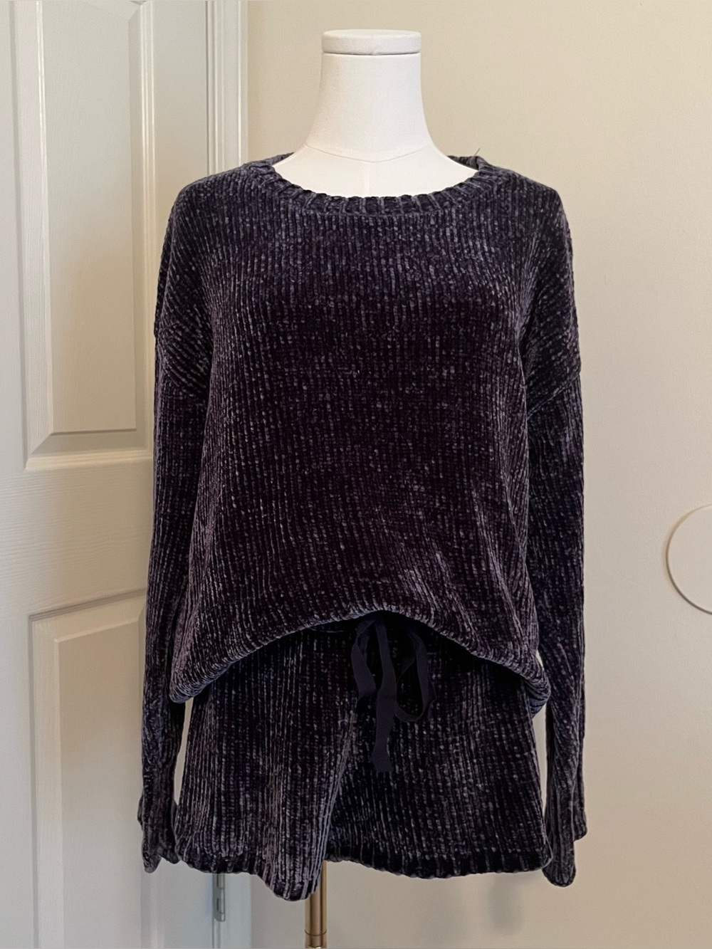 PJ Salvage Gray Chenille Pajama Set Womens Size S/M Cozy Knit Loungewear